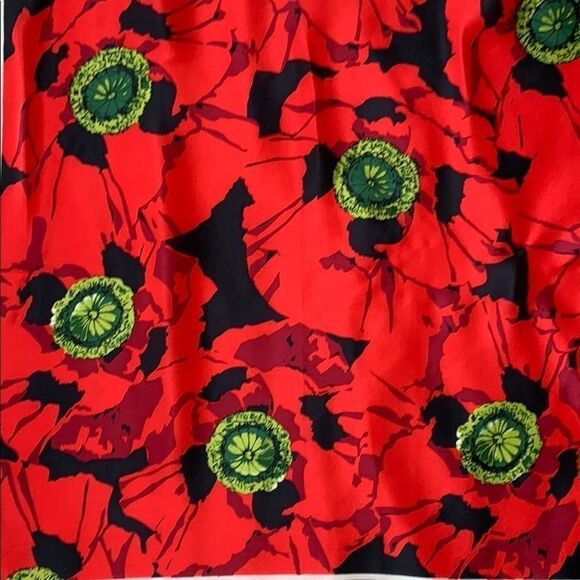 Adrienne Vittadini Red Poppy floral silk scarf 30” - Picture 2 of 5